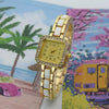 Women's Alloy Square Diamondencrusted Oildropping Bracelet Watch Casual Style
