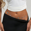Women's Alloy Square Gemstone Waist Chain Sparkling Diamond Body Chain With Lobster Clasp Fashion Accessory
