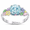 Women's Alloy Square Multicolored Gemstone Imitation Zirconium Engagement Ring With Geometric Design And Electroplating