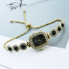 Women's Alloy Square Quartz Bracelet Watch Fashion Diamondencrusted
