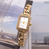 Women's Alloy Square Rhinestone Bracelet Quartz Watch Leisure Style