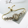 Women's Alloy Stainless Steel Luxury Elegant Fashion Quartz Watch With Chalcedony Bracelet And Pull Rope Free Adjustment