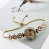 Women's Alloy Stainless Steel Luxury Elegant Fashion Quartz Watch With Chalcedony Bracelet And Pull Rope Free Adjustment
