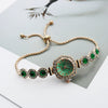 Women's Alloy Stainless Steel Luxury Elegant Fashion Quartz Watch With Chalcedony Bracelet And Pull Rope Free Adjustment