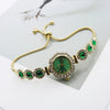 Women's Alloy Stainless Steel Luxury Elegant Fashion Quartz Watch With Chalcedony Bracelet And Pull Rope Free Adjustment