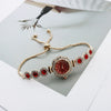 Women's Alloy Stainless Steel Luxury Elegant Fashion Quartz Watch With Chalcedony Bracelet And Pull Rope Free Adjustment