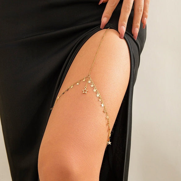 Women's Alloy Star Pendant Tassel Thigh Chain With Artificial Gemstones And Semiprecious Stones Inlay