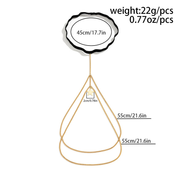 Women's Alloy Star Pendant Tassel Thigh Chain With Artificial Gemstones And Semiprecious Stones Inlay