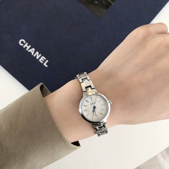 Women's Alloy Steel Band Fashion Compact Dial Bracelet Watch