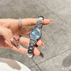 Women's Alloy Steel Belt Quartz Watch With Round Dial And Butterfly Double Snap Button Leisure Style