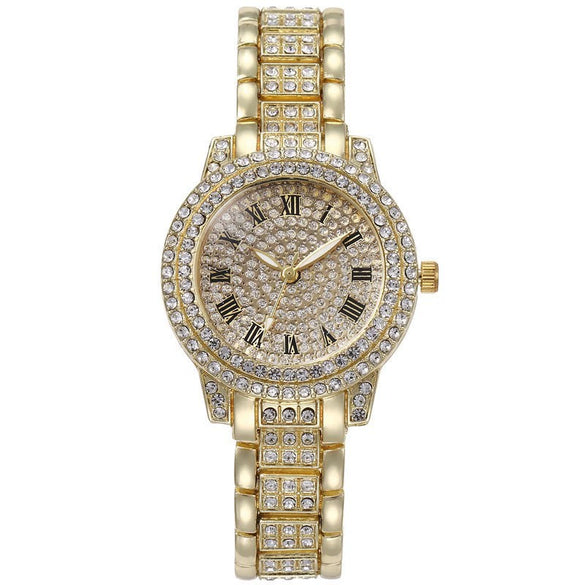 Women's Alloy Steel Quartz Watch With Starry Sky Pattern And Roman Digital Fashion Style