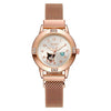 Women's Alloy Strap Cartoon Style Round Dial Quartz Watch With Rose Gold And Diamond Inlay