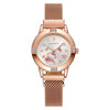 Women's Alloy Strap Cartoon Style Round Dial Quartz Watch With Rose Gold And Diamond Inlay