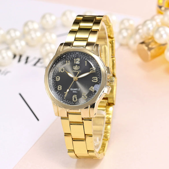Women's Alloy Strap Casual Round Dial Quartz Watch