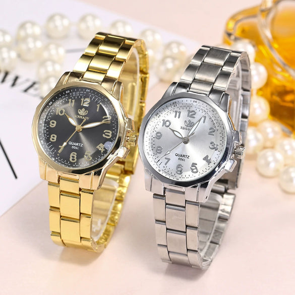 Women's Alloy Strap Casual Round Dial Quartz Watch