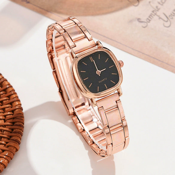 Women's Alloy Strap Round Dial Quartz Watch Simple And Versatile Style