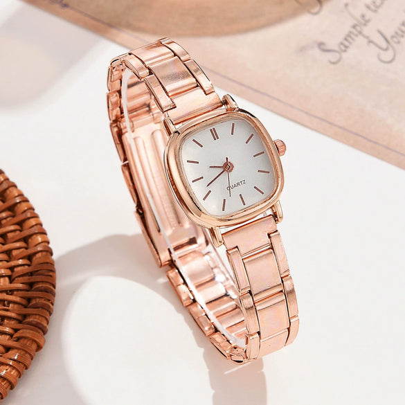Women's Alloy Strap Round Dial Quartz Watch Simple And Versatile Style