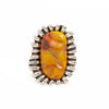 Women's Alloy Sunflower Open Ring With Retro Gradient Resin Gemstone Geometric Round Setting And Plated Finish For Stacking
