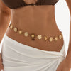 Women's Alloy Sunflower Round Patchwork Waist Chain With Pleated Body Chain Design And Lobster Clasp