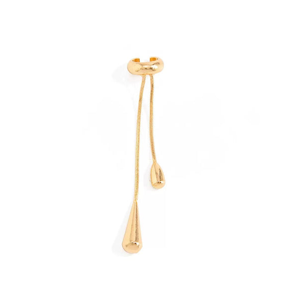 Women's Alloy Teardrop Chain Tassel Ear Cuff Earrings Long Geometric Nonpierced Design With Ecofriendly Electroplated Finish