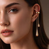 Women's Alloy Teardrop Chain Tassel Ear Cuff Earrings Long Geometric Nonpierced Design With Ecofriendly Electroplated Finish
