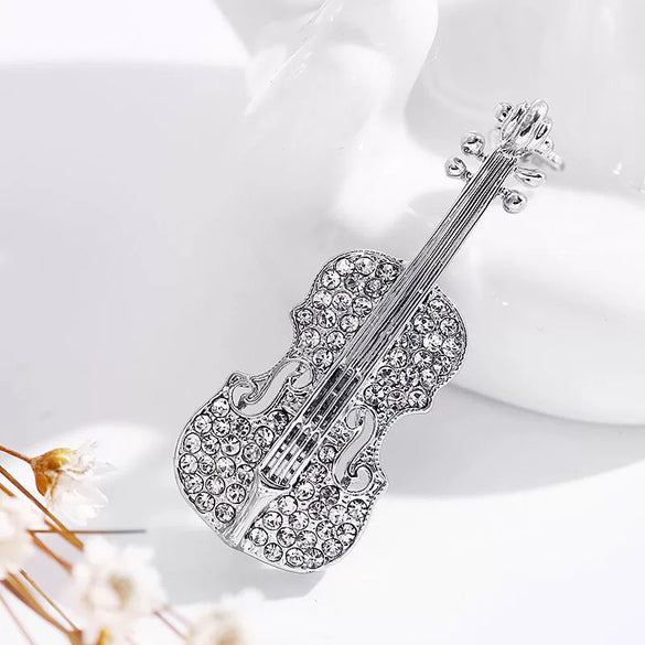 Women's Alloy Violin Antilight Brooch Electroplated Natural Style For Suit Cardigan Shawl