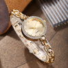 Women's Alloy Watch And Gemstone Bracelet With Round Dial And Horseshoe Buckle Leisure Style