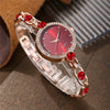 Women's Alloy Watch And Gemstone Bracelet With Round Dial And Horseshoe Buckle Leisure Style