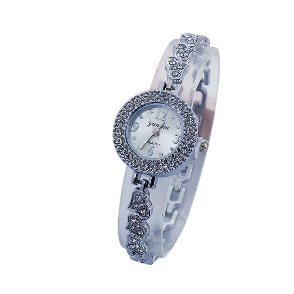 Women's Alloy Watch Round Dial Creative Letters Diamondencrusted Leisure Style