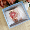 Women's Alloy Watch Set With Magnet Buckle And Round Dial Leisure Style