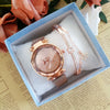 Women's Alloy Watch Set With Magnet Buckle And Round Dial Leisure Style