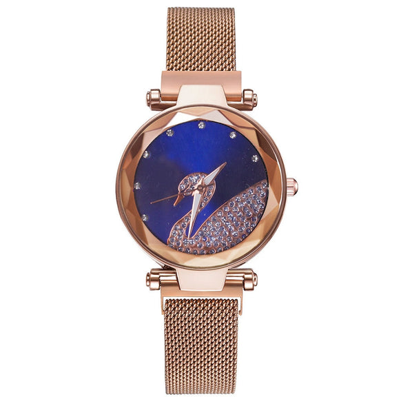 Women's Alloy Watch Set With Magnet Buckle And Round Dial Leisure Style