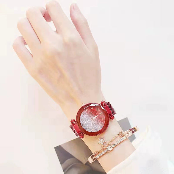 Women's Alloy Watch With Magnet Buckle And Round Dial Leisure Style