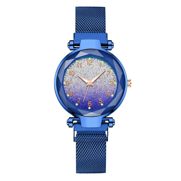 Women's Alloy Watch With Magnet Buckle And Round Dial Leisure Style