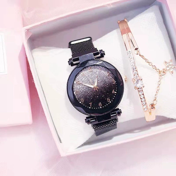 Women's Alloy Watch With Magnet Buckle And Round Dial Leisure Style