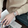 Women's Alloy Watch With Rectangle Dial And Stainless Steel Clasp French Retro Elegant Style