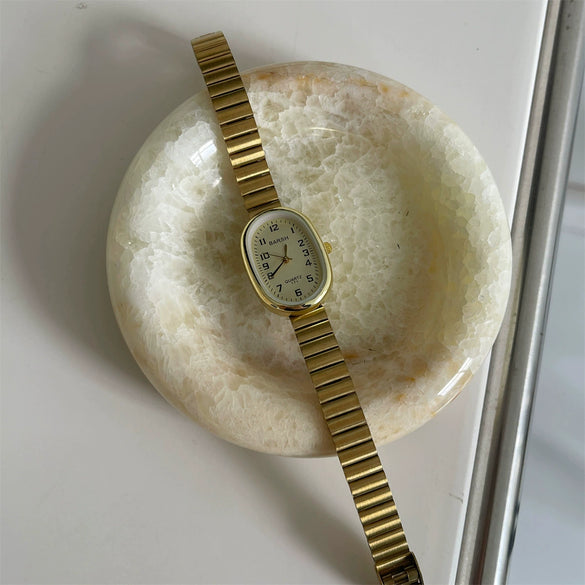 Women's Alloy Watch With Rose Gold Buckle Round Dial And Onion Crown Simple Elegant Retro Leisure Style