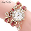 Women's Alloy Watch With Round Dial And Letter Pendant Leisure Style