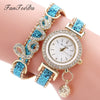Women's Alloy Watch With Round Dial And Letter Pendant Leisure Style