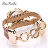 Women's Alloy Watch With Round Dial And Letter Pendant Leisure Style