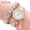 Women's Alloy Watch With Round Dial And Letter Pendant Leisure Style