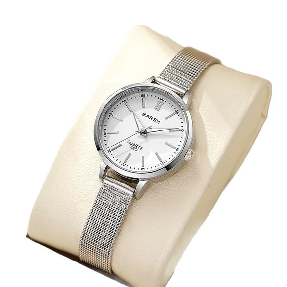 Women's Alloy Watch With Round Dial And Stainless Steel Clasp Simple Elegant Light Luxury Style