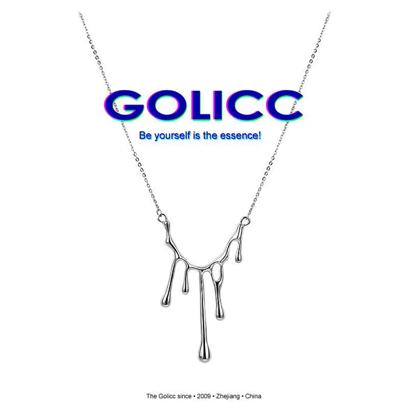 Women's Alloy Water Drop Lava Necklace With U Shaped Pendant Electroplated Cross Chain Trendy Light Luxury Clavicle Chain