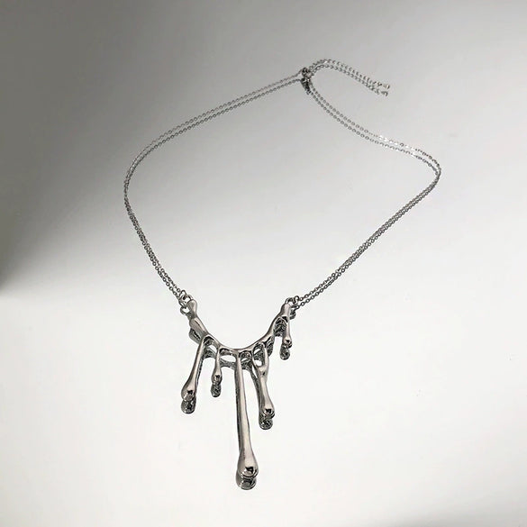 Women's Alloy Water Drop Lava Necklace With U Shaped Pendant Electroplated Cross Chain Trendy Light Luxury Clavicle Chain