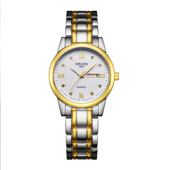Women's Alloy Waterproof Quartz Watch Business Style Round Dial