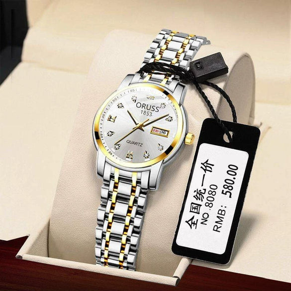 Women's Alloy Waterproof Quartz Watch Business Style Round Dial