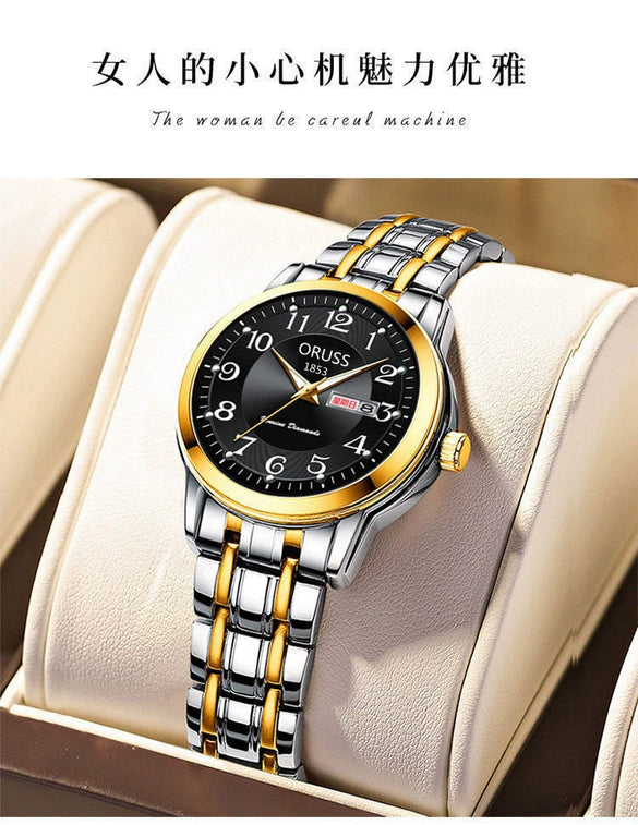 Women's Alloy Waterproof Quartz Watch Business Style Round Dial