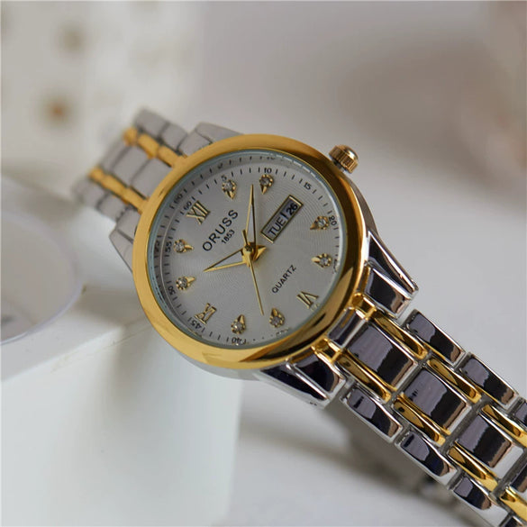 Women's Alloy Waterproof Quartz Watch Business Style Round Dial