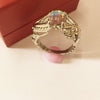 Women's Alloy White Swan Cutout Ring With Colorful Imitation Moonstone Geometric Design Electroplated Fashion Jewelry