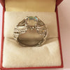 Women's Alloy White Swan Cutout Ring With Colorful Imitation Moonstone Geometric Design Electroplated Fashion Jewelry